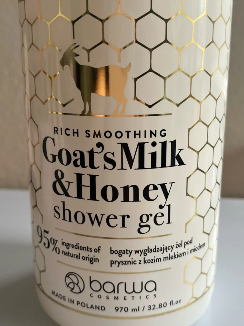 Barwa Goat's Milk & Honey Shower Gel & Body Lotion - White & Gold Made in Poland